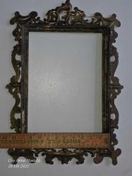 Vintage Pirinç Depose İtalyan Resim Çerçevesi Barok Dekor Viktorya Tarzı 10x14 cm