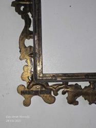 Vintage Pirinç Depose İtalyan Resim Çerçevesi Barok Dekor Viktorya Tarzı 10x14 cm