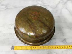 Antika Göbek Çiçek Kabartmalı Pirinç Hamam Tası