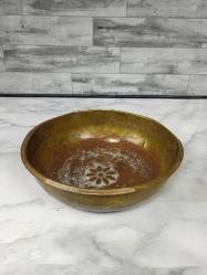 Antika Göbek Çiçek Kabartmalı Pirinç Hamam Tası