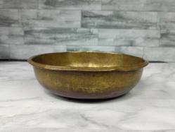 Antika Göbek Çiçek Kabartmalı Pirinç Hamam Tası