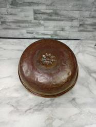 Antika Göbek Çiçek Kabartmalı Pirinç Hamam Tası