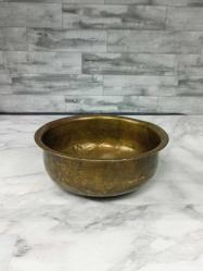 Antika Göbek Çiçek Kabartmalı Pirinç Hamam Tası