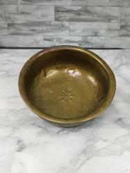 Antika Göbek Çiçek Kabartmalı Pirinç Hamam Tası