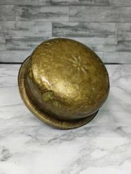 Antika Göbek Çiçek Kabartmalı Pirinç Hamam Tası