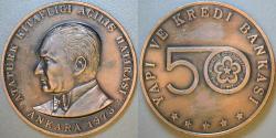 YAPI KREDİ BANKASI 1973 MADALYON 60 mm. 96,4 gr. ATATÜRK KİTAPLIĞI AÇILIŞ HATIRASI.