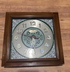 VİNTAGE JUNGHANS METAL GÖVDE AHŞAP ÇERÇEVELİ DUVAR SAATİ ÇALIŞIR DURUMDA  27x27 cm