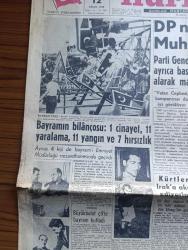 Hürriyet Gazetesi - Turkish Newspaper - 12 Nisan 1959 -  Şeker Bayramı'nın 1 cinayet 11 yaralama 11 yangın ve 7 hırsızlık fotoğraf - SEV çuha kazasında yaralanan heyetimiz iyileştiler fotoğraf - Demokrat Parti'nin yeni kampanyası muhalefete karşı hücum - başvekil Adnan Menderes Giresun muhribi ile İspanya'ya hareket etti - Kürtler Irak'a akın ediyorlar - ithal edilen zati otolar serbest satılamayacak - Büyük Millet Meclisi reisi Refik Koraltan çok beğendi hastanede bir gün kaldı - Prenses Süreyya Kont Orsini ile evlenecek mi - Fatin Rüştü Zorlu New York'ta - Sema Borak ve Cumhur Sayar nişanlandılar- Müzeyyen Senar Behiye Aksoy Adnan Pekak Aynur Akın Tepebaşı Gazinosu'nda - tokyo'daki muhteşem nikah bir değirmencinin kızını alan Prens Akihito fotoğraf - Osmanlı tarihinin en büyük faciası Cem Sultan yazan Feridun Fazıl Tülbentçi Yazı Dizisi - Galatasaray Demirspor karşısında mağlup fotoğraf - Karagümrük 3 Karşıyaka 0 - Adalet 3 Göztepe 2 -  Vefa Dün Gençlerbirliği'ni rahat yendi fotoğraf