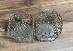 Dekoratif ikili Set Ferforje Kafes kapılı Fener Mumluk  Boy 18 cm