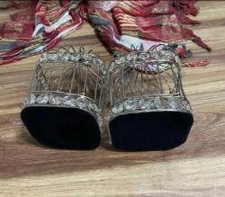 Dekoratif ikili Set Ferforje Kafes kapılı Fener Mumluk  Boy 18 cm