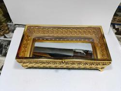 ÇY11-----ALTIN RENGİ METAL ÇERÇEVE AYNALI CAM KUTU