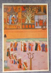 OSMANLI MİNYATÜR TEMALI BÜYÜK KARTPOSTAL KONDİSYON YÜKSEK KOLEKSİYONLUK NADİR ÖLÇÜ = 15 X 22 CM HALICILAR LOCASI