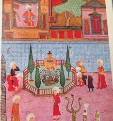 OSMANLI MİNYATÜR TEMALI BÜYÜK KARTPOSTAL KONDİSYON YÜKSEK KOLEKSİYONLUK NADİR ÖLÇÜ = 15 X 22 CM BAHÇIVANLAR LOCASI
