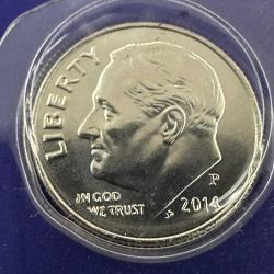 ABD 1 Dime , 2014 P. Mint State. Darphane Setinden. El Değmemiştir. Amerika