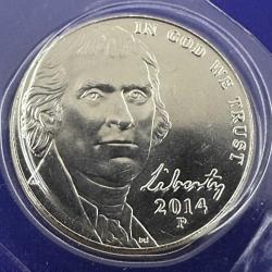 ABD 5 Cent , 2014 P. Mint State. Darphane Setinden. El Değmemiştir. Amerika