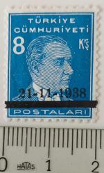 1938 ATATÜRK MATEM MAVİ 8 KURUŞ İSFİLA NOSU 1391 OLAN TEK PUL TEK SERİ ORİJİNAL MNH 2024 KATALOK DEĞERİ; 13.500TL TTT1R1 ÇOK NADİR
