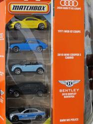 matchbox 5 li mini metal araba set. audi GT coupe mini Cooper Bentley BMW  koleksiyon dekor tasarım hediye nostalji hobi reklam promosyon minyatür diorama - Nostalji Vitrini 888
