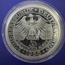***KOPYA*** Almanya 5 Mark, 1955 Ludwig von Baden'in Doğumunun 300. Yıldönümü. Yüksek Kalite Proof Replika