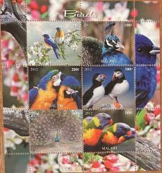 2012.KUŞLAR MALAWİ BLOK  DAMGASIZ