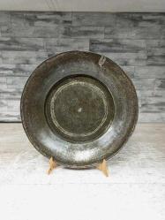 Antika Osmanlı Saz Tuğralı Bakır Yazılı Tabak - Lenger