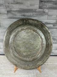 Antika Osmanlı Saz Tuğralı Bakır Yazılı Tabak - Lenger