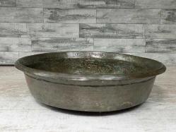 Antika Osmanlı Yazılı - Tarihli Büyük Bakır Tabak