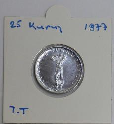 Türkiye Cumhuriyet 1977 Yılı 25 Kuruş Kenar Yazısı Turaya Göre Ters  ÇİL (0270)