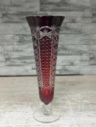 Eskilerden Muazzam Avrupa Bohem Kesme Kristal Vazo