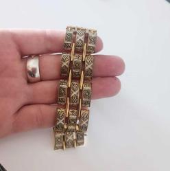 Retro 24 Ayar Altın Kakma Toledo Bileklik