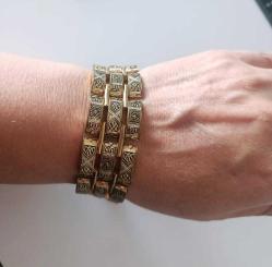 Retro 24 Ayar Altın Kakma Toledo Bileklik