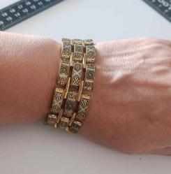 Retro 24 Ayar Altın Kakma Toledo Bileklik