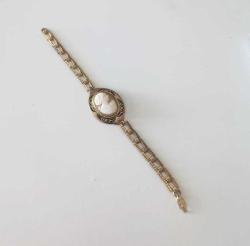 Antika Altın Kaplama Hakiki Shell Cameo Bileklik Bilezik.
