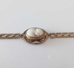 Antika Altın Kaplama Hakiki Shell Cameo Bileklik Bilezik.