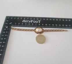 Antika Altın Kaplama Hakiki Shell Cameo Bileklik Bilezik.