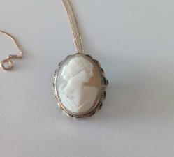 Antika Altın Kaplama Hakiki Shell Cameo Broş Kolye Ucu