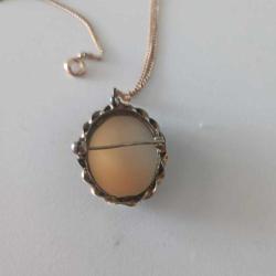 Antika Altın Kaplama Hakiki Shell Cameo Broş Kolye Ucu