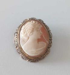 Antika Altın Kaplama Hakiki Shell Cameo Broş Kolye Ucu