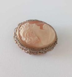 Antika Altın Kaplama Hakiki Shell Cameo Broş Kolye Ucu