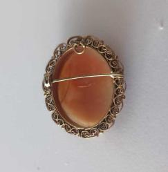 Antika Altın Kaplama Hakiki Shell Cameo Broş Kolye Ucu