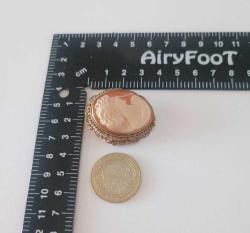 Antika Altın Kaplama Hakiki Shell Cameo Broş Kolye Ucu