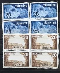 1958 PAMUKKALE TURİSTİK PROPAĞANDA SERİSİ DÖRTLÜ BLOK DAMGASIZ MNH p260a