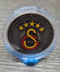 LOT.15 » SERTİFİKALI, PLA Mini Stant Hediyeli, Galatasaray 25. Şampiyonluk Gümüş/Okside Hatıra Parası, 5 YILDIZ