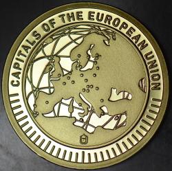AVRUPA'NIN BAŞKENTLERİ MADALYON-MADRİD-İSPANYA. RENKLİ 33 mm ÇİL.