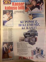 ŞEY HAFTALIK MAGAZİN GAZETESİ DOĞUM GÜNÜ HEDİYESİ  ( Turkish Newspaper ) - 4 TEMMUZ 1983 - TAM TAKIM 12 SAYFADIR -Cüneyt Arkın-Betül Arkın-Nilüfer Röportajı-Nükhet Duru-Selçuk Ural-Orhan Gencebay-Sevim Emre-Negla Nazir-Süha Özgerimli-Manolya Onur-Gülden Karaböcek-Zerrin Özer-Recep Kaymak-Adnan Şenses-Bahar Öztan-Kasım Gündüz-Yusuf Sezgin-Semra Türel-Nigar Uluerer-Ahmet Özhan-Atilla Kaya-Gönül Öner-Hülya Süer-Kamuran Akkor-Yasif Uğurlu Sahte nişan-Nükhet Duru evlilikte yeni moda yaratıyor-Tek başına danseden bir gelin adayı-Eski sevgili Selçuk Ural paravan mı-Üçüncü alyansı kim takacak-9 yıllık aşk 90 dakikaya sığar mı-Maskeli güzel-Yuvayı hangisi yıktı-Bir gün bu evlilik mutlaka bitecek-Öyle bir dünyaki-Televizyon bir dertlenme aracı oldu-Adnan bavullarımı bul-Kayıp ortaya çıktı-Acaba neden Yusuf Sezgin mi-Bağdat caddesinde olay vardı-Kemotek’s in moda müzik çıkartması-Arap’tan kurtuldu Amerikalıya tutuldu-İlk kocam bir gün gelse-Bir ticaret aşkı daha-Bu kadının dayısı kim-Sezon bitti