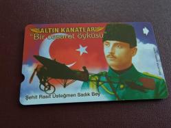TÜRK TELEKOM TELEFON KARTI ALTIN KANATLAR ŞEHİT ÜSTEĞMEN SADIK BEY