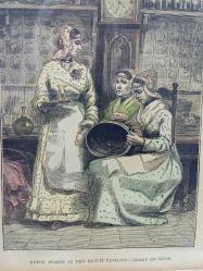 Antika Orijinal 1800'ler 4 Farklı Temalı Gravür Tablo