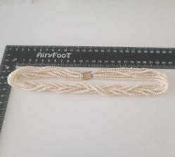 Vintage 14 Ayar Altın 6 Sıra  Örülmüş  Hakiki İnci Kolye Imperial World Kolye