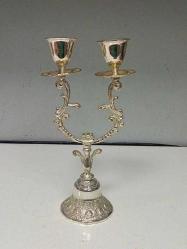 Antika Avrupa Gümüş 2'li Şamdan