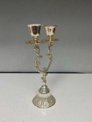 Antika Avrupa Gümüş 2'li Şamdan