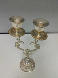 Antika Avrupa Gümüş 2'li Şamdan